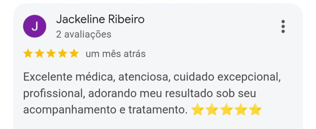 Avaliação de paciente no google