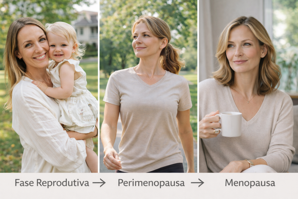 linha do tempo feminina fase reprodutiva perimenopausa menopausa
